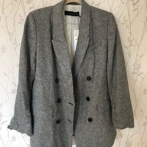 Zara Double-Breasted Check Blazer